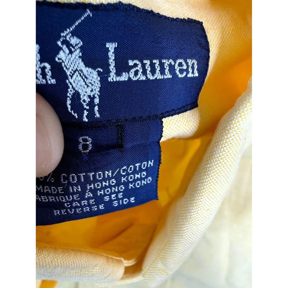 Vintage Ralph Lauren Shirt Boys 8 Yellow Cotton Pony Logo Casual Button Down